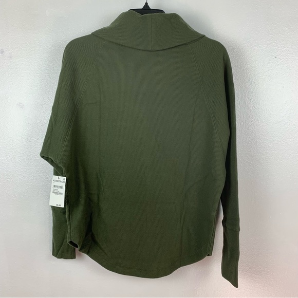 NWT Caslon Cozy Cassidy Cowl Neck Top Pullover Long Sleeve Thermal Olive Green - Picture 4 of 4
